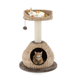 Costway Katzenkratzbaum mit Höhle und Sisal sowie Spielzeugball in Beige und Braun 48x70,5cm – Bild 1 von 9