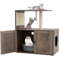 Produktbild von COSTWAY Katzenmöbel Kombination aus Katzentoilette und Katzenhaus mit Kratzmatte aus Sisal