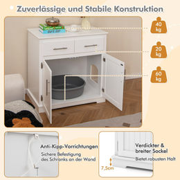 Costway Katzenmöbel Möbel-Toilette aus Holz in Weiß – Bild 1 von 5