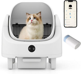 COSTWAY Katzentoilette selbstreinigend mit Geruchskontrolle Weiß aus Kunststoff für erwachsene Katzen – Bild 1 von 5