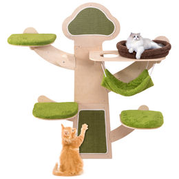 COSTWAY Katzenwand zur Wandmontage mit Plattformen, Hängematte, Kratzpfosten und Kissen in Grün – Bild 1 von 1