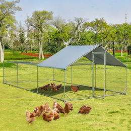 Costway Kleintiergehege aus Metall als Freilaufgehege für Kaninchen und Enten in Grau 3 x 6m – Bild 1 von 8