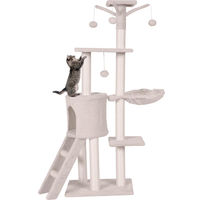 Produktbild von COSTWAY Kratzbaum 140cm Beige mit Katzenhöhle Plattformen Spielball Leiter Sisalpfosten und Korb