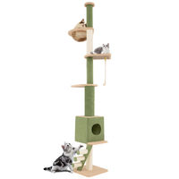 Produktbild von Costway Kratzbaum aus Holz als deckenhoher Katzenbaum höhenverstellbar 218-253 cm Grün