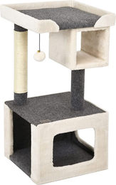 COSTWAY Kratzbaum aus Holz für Katzen mit Höhle und Kratzstämmen weiß und grau 42x42x80cm – Bild 1 von 1