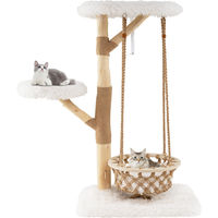 Produktbild von COSTWAY Kratzbaum aus Holz mit Hängekorb und echten Holzästen für Katzen
