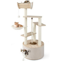 Produktbild von COSTWAY Kratzbaum aus Holz mit Höhle und Hängematte 141cm für Katzen