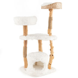 Costway Kratzbaum aus Holz mit Katzenhöhle und Deckenspanner 124cm – Bild 1 von 13