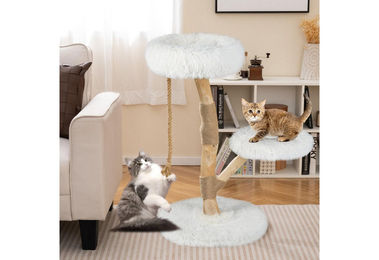 COSTWAY Kratzbaum aus Massivholz für Katzen 90cm hoch – Bild 1 von 3