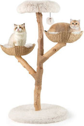 COSTWAY Kratzbaum aus Massivholz mit 2 Körben für Katzen 122cm hoch – Bild 1 von 4