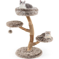 Produktbild von COSTWAY Kratzbaum aus Massivholz mit 4 Plüschsitzflächen und Kratzpfosten 90cm Braun