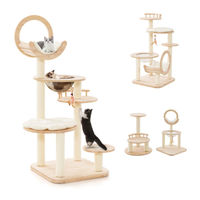 Produktbild von COSTWAY Kratzbaum aus Naturholz für Katzen mit Spielzeug und Plattform