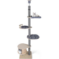 Produktbild von COSTWAY Kratzbaum deckenhoch Grau 5-stöckiger Katzenbaum mit Höhle Plattform und Hängematte 236-271 cm
