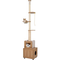 Produktbild von COSTWAY Kratzbaum deckenhoch in Braun mit Katzenhaus, Plattformen, Raumkapsel und Sisal-Kratzstamm für Katzen