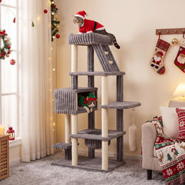 COSTWAY Kratzbaum für große Katzen mit Katzenhaus, Hängematte und Sisalstämmen 180 cm – Bild 1 von 1