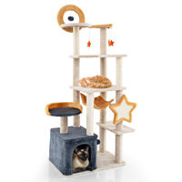 Produktbild von COSTWAY Kratzbaum für Katzen 160 cm mit Sisal-Kratzpfosten, Plüschsitz und Spielzeug
