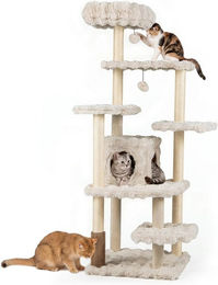 COSTWAY Kratzbaum für Katzen 170cm mit Katzenhöhle Liegeplattform und Spielbällen – Bild 1 von 1