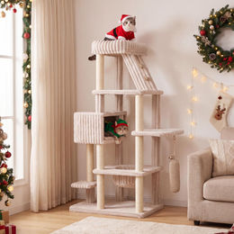 COSTWAY Kratzbaum für Katzen 180 cm mit Katzenhaus Hängematte und Sisalstämmen – Bild 1 von 1
