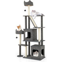 Produktbild von COSTWAY Kratzbaum für Katzen 180cm Grau mit 2 Höhlen, Plattformen, Katzenbett, Sisalpfosten, Ball, Leiter und Sisalbrett
