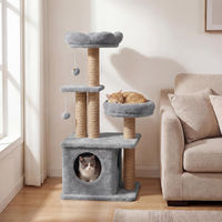 Produktbild von COSTWAY Kratzbaum für Katzen aus Holz mit Katzenhöhle und Plattform in Grau, 96 cm