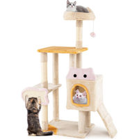 Produktbild von COSTWAY Kratzbaum für Katzen aus Holz mit Plüschsitz, Höhle, Rampe und Sisal-Kratzsäulen in Beige