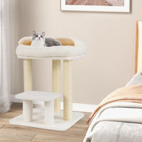 Produktbild von COSTWAY Kratzbaum für Katzen aus Holz mit Sisal-Kratzsäulen und weicher Sitzfläche in Weiß 61 cm