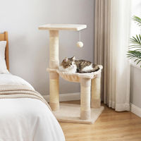 Produktbild von COSTWAY Kratzbaum für Katzen aus Holz und Plüsch mit Hängematte und Ball in Beige 40x40x64cm