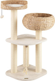 COSTWAY Kratzbaum für Katzen in Beige mit Sitzstange, Korb, Sisalpfählen und Spielball 104cm – Bild 1 von 1