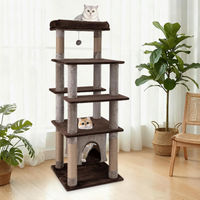 Produktbild von COSTWAY Kratzbaum für Katzen in Braun mit Höhle, Liegebett und Plattformen, 148 cm hoch