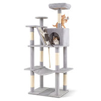 Produktbild von COSTWAY Kratzbaum für Katzen in Grau mit Plattformen, Katzenhöhle, Hängematte, Rampe und Sisal-Kratzpfosten, 158 cm