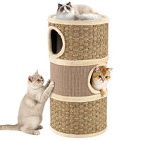 Produktbild von COSTWAY Kratzbaum für Katzen mit 4 Etagen, Seegras-Seil, Sisal-Kratzbrett, 3 Höhlen und Plüschbett, Ø 36 cm, 70 cm Höhe