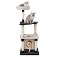 Produktbild von COSTWAY Kratzbaum für Katzen mit Katzenhöhle, Liegebett und Sisal-Kratzpfosten, 124 cm, Beige-Schwarz