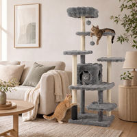 Produktbild von COSTWAY Kratzbaum für Katzen mit Katzenhöhle, Plattformen, Sisalsäulen, Katzenbürste und Plüschbällen, 170cm