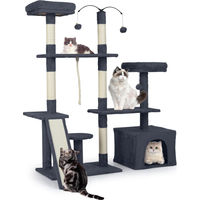 Produktbild von COSTWAY Kratzbaum für Katzen mit Katzenhöhle und Rampe, 136 cm, Dunkelgrau
