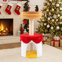 COSTWAY Kratzbaum für Katzen mit Katzenhöhle und Sisal-Kratzpfosten 80cm Bunt – Bild 1 von 1