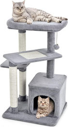 COSTWAY Kratzbaum für Katzen mit Katzenhöhle und Sisalpfosten 85cm Grau – Bild 1 von 1