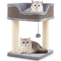 Produktbild von COSTWAY Kratzbaum für Katzen mit Plüschsitz, Ball und Sisal-Kratzsäulen Grau 38x38x51cm