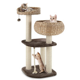 COSTWAY Kratzbaum für Katzen mit Sisal-Säulen, hängendem Ball und Katzennest – Bild 1 von 1
