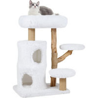 Produktbild von COSTWAY Kratzbaum für Katzen aus Holz mit 2-stöckiger Höhle in Weiß und Natur