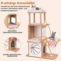 Produktbild von Costway Kratzbaum für Katzen aus Holz mit Basketballkorb 120 cm in Beige Natur