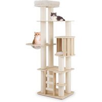 Produktbild von COSTWAY Kratzbaum für Katzen aus Holz mit Höhle und Leiter in Beige und Natur