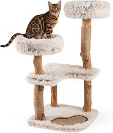 COSTWAY Kratzbaum für Katzen aus Holz mit Kratzmatte in Weiß und Beige 101 cm – Bild 1 von 1