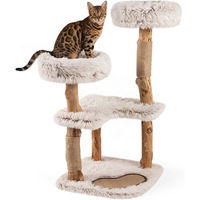 Produktbild von COSTWAY Kratzbaum für Katzen aus Holz mit Kratzmatte in Weiß und Beige 101 cm