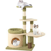 Produktbild von Costway Kratzbaum für Katzen aus Holz und Plüsch mit Katzenhöhle in Beige und Grün