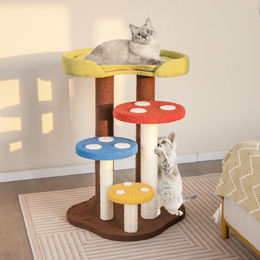 Costway Kratzbaum für Katzen aus Sisal mit abnehmbarer Matte in Bunt – Bild 1 von 13