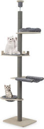 COSTWAY Kratzbaum für Katzen deckenhoch mit 5 Etagen und Korb grau – Bild 1 von 4
