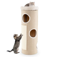 Produktbild von Costway Kratzbaum für Katzen in Beige mit 3 Höhlen und Sisal, 113 cm hoch