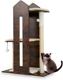 COSTWAY Kratzbaum für Katzen in Braun mit Sisal und 3 Plattformen – Bild 1 von 5