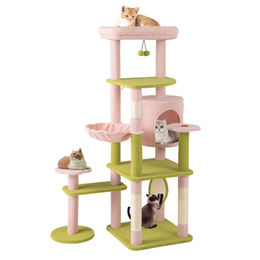 Costway Kratzbaum für Katzen in Rosa mit Sisal – Bild 1 von 8