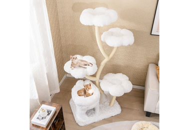 COSTWAY Kratzbaum für Katzen in Weiß mit Höhle und Liegeflächen aus Sisal 165cm hoch – Bild 1 von 3